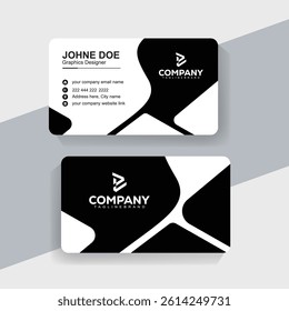 Trendy Black and White Business Card Template Minimal and Clean Design
