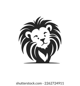 Trendy black and white cute lion logo. Good for business and brands.