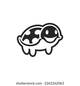 Trendy black and white cute turtle logo. Good for brands.