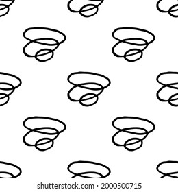 Trendy Schwarz-Weiß Grafik nahtlos Muster mit Strichen und Flecken. Minimalistischer skandinavischer Stil. Abstrakter Vektorhintergrund mit handgemalten Linien. Design für Packpapier, Drucke, Stoffe