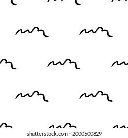 Trendy Schwarz-Weiß Grafik nahtlos Muster mit Strichen und Flecken. Minimalistischer skandinavischer Stil. Abstrakter Vektorhintergrund mit handgemalten Linien. Design für Packpapier, Drucke, Stoffe