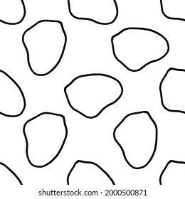 Trendy black and white graphic seamless pattern with strokes and stains. Minimalist Scandinavian style. Vector abstract background with hand painted lines. Design for wrapping paper, prints, fabrics