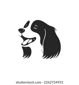 Trendy black and white logo cute dog. Good for business and brands.
