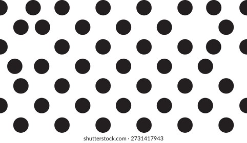 Padrão sem costura preto e branco da moda, vetor de bolinhas minimalista para vestuário e artigos de papelaria chiques.