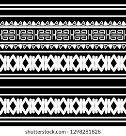 Trendy black and white tribal seamless pattern vector illustration with hand drawn ornament ethnic abstract background ready for fashion textile print african style.