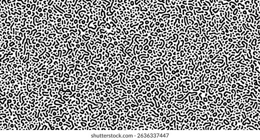 Trendy Black and white Turing pattern. vector image. Turing reaction diffusion monochrome seamless pattern with chaotic motion. Turing reaction colorful background. Linear design with biological shape