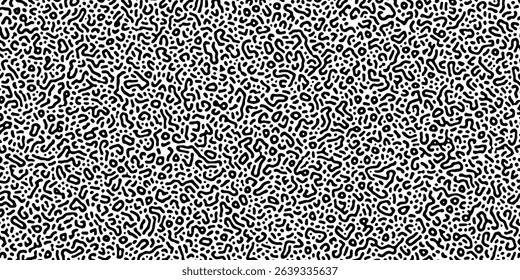 Trendy Black and white Turing pattern. vector image. Turing reaction diffusion monochrome seamless pattern with chaotic motion. Turing reaction colorful background. Linear design with biological shape