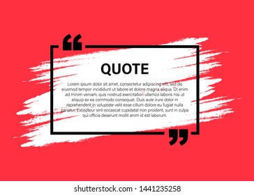 Trendy block quote modern design elements. Creative quote and comment text frame template.