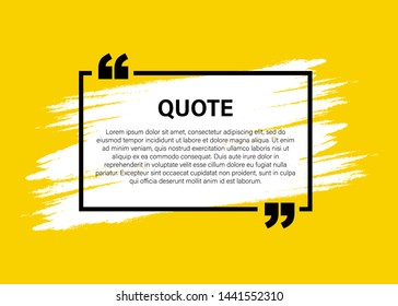Trendy block quote modern design elements. Creative quote and comment text frame template.