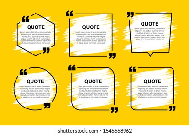 Trendy block quote modern design elements. Creative quote and comment text frame template.