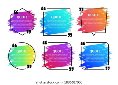 Trendy block quote modern design elements. Creative quote and comment text frame template.