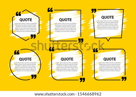Trendy block quote modern design elements. Creative quote and comment text frame template.