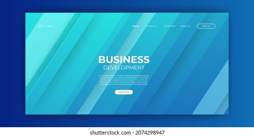 Trendy blue abstract technology design template for web. Dynamic gradient composition. For landing pages, covers, brochures, flyers, presentations, banners. Corporate web page vector illustration.
