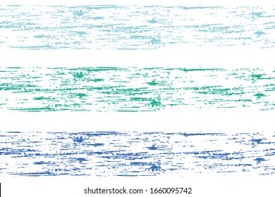 Trendy.  Blue and azure paintbrush lines horizontal seamless texture for backdrop. Hand drown paint strokes graphic. For garment.