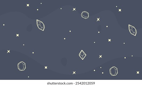 Fondo De Anuncio Horizontal Celestial Azul De Moda De Cristales Esotéricos De Gemas En Diferentes Formas Logotipo Diseño De Vector Aislado