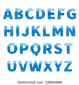Trendy Blue Fractal Triangulated Alphabet Set