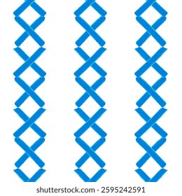 Trendy Blue Geometric Zigzag Seamless Pattern with Hand Drawn Lines