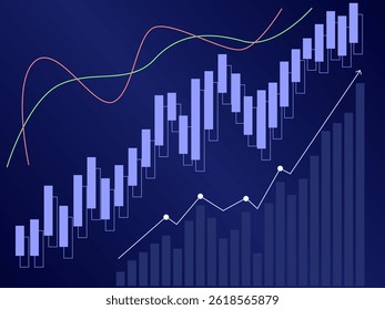 Trendy blue investment background with rising graph vector
Vector background with rising graph business background
