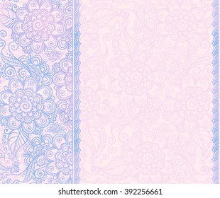 Trendy blue and pink colors vector floral hand drawn background