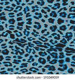 Trendy blue vector leopard print repeat pattern in 4 colors