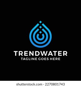 Trendy blue water drops symbols logo template