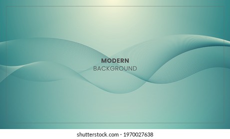 Trendy Blue Water Element Wave Design In Bright Gradient Background. Can Be Used For Banner, Wallpaper, Poster Or Motion.