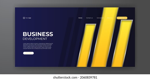 Trendy blue yellow abstract background for your landing page design. Trendy abstract design template. Dynamic gradient for landing pages, covers, flyers, presentations, banners. Vector illustration.