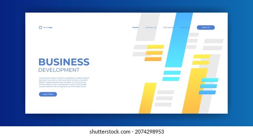 Trendy blue yellow abstract technology design template for web. Dynamic gradient composition. For landing pages, covers, brochures, flyers, presentations, banners. Corporate web vector illustration.