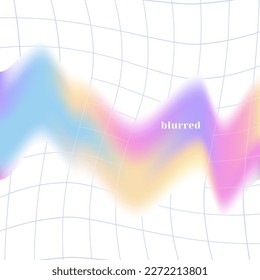Trendy blurred gradient background with light holo lilac wavy shape with checkered pattern. Modern wallpaper design for poster, website, placard, cover, advertising. Vector distorted illustration.