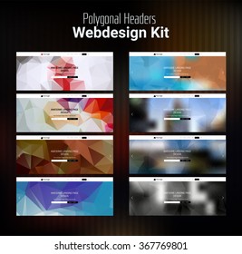 Trendy blurred polygonal website header slider webdesign kit