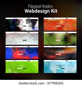 Trendy blurred polygonal website header slider webdesign kit