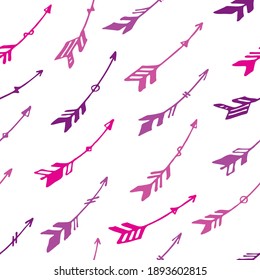 Trendy boho arrows graphic seamless ornament. Ethnic apache design. Tribal indian motive. Valentine arrows isolated. Kids clothes textile print patter. Archery symbols.