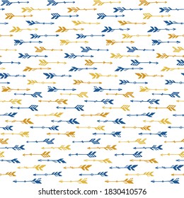 Trendy boho arrows vector seamless pattern. Ethnic scandinavian design. Tribal indian theme. Bohemian arrows isolated. Kids room wallpaper pattern. Archery symbols.