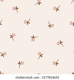 Trendy boho illustration with floral rustic pattern on white background.