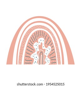 Un arco iris de moda con un interesante diseño. Diseño artístico infantil, para afiches, ropa, decoración doméstica, ilustración vectorial