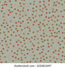 Trendy boho retro vintage 60s floral seamless pattern. Stay groovy blooming flowers, hippie chamomile and daisies, roses in blossom. Groovy Background or print, wallpaper or textile design. Vector