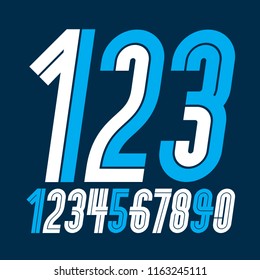 Trendy bold numbers collection, vector numeration made with white stripes, for use in logo design for news and broadcasting company.