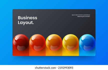 Trendy book cover vector design illustration. Premium 3D balls web banner template.
