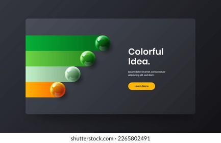 Trendy book cover vector design layout. Fresh realistic balls site illustration.