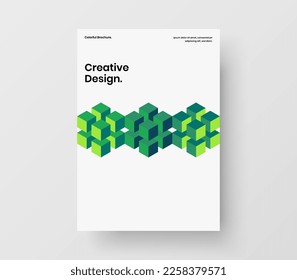 Trendy booklet A4 design vector illustration. Premium geometric shapes company identity layout.