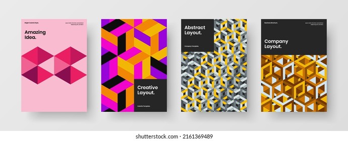 Colección de ilustraciones de diseño de vector A4 del folleto de moda. Conjunto único de diseño de la lista de control de mosaicos hexagonales.