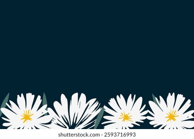 Trendy  border with daisies trendy abstract floral design, place for a text 