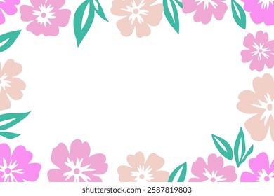 Trendy  border with flowers  trendy abstract floral design, place for a text 