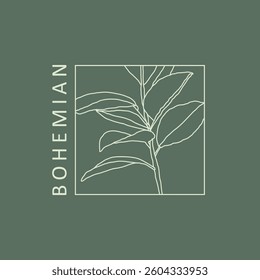 Trendy botanical abstract bohemian design icon