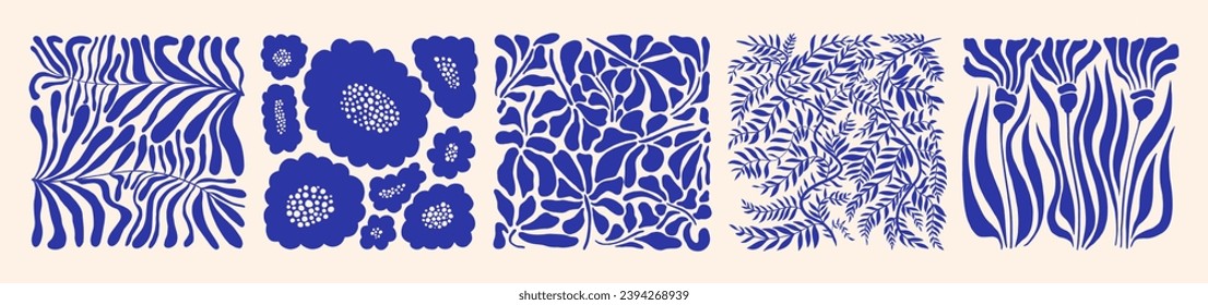 Trendy botanical art. Groovy floral doodle vector Illustration