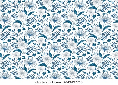 trendy botanical sketch pattern in one line floral outline for kitchen wear textile design and stylish pillow applications

