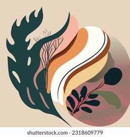 Trendy botanical wall arts with floral design in danish pastel colors. Modern naive groovy funky interior decorations, paintings. Vector art illustration.