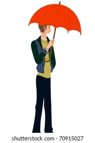 trendiger Junge mit Regenschirm