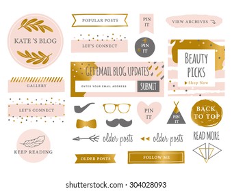 Trendy Branding Blog Kit Icons. Website Symbols And Icons.