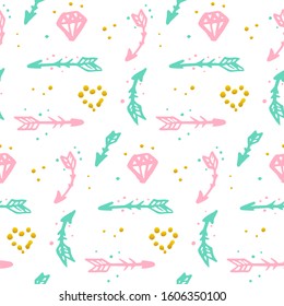 Trendy Bridal Seamless Pattern. Vector Illustration of Greeting Background.
